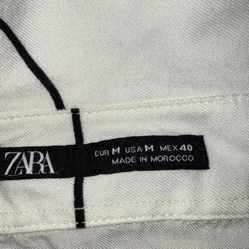 Zara Man White Black Abstract Line Print Button-Up Shirt Size M - Picture 11 of 13
